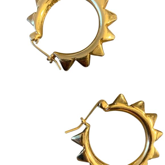 Vtg Tom Binns Spiked Hoop Earrings Gold Plated 1" Punk Rock Avant-Garde Jewelry - Picture 10 of 12